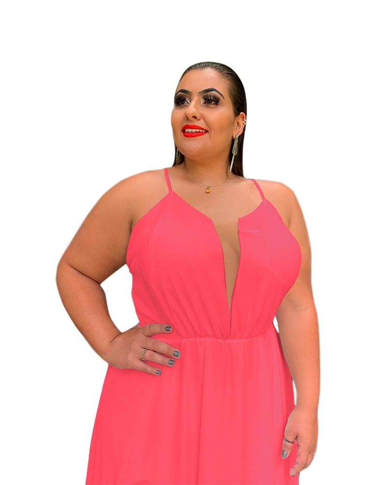 Vestido Longo de Festa Rosa Salmão Perfect