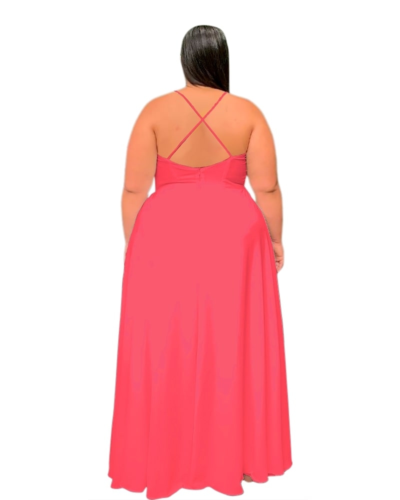 Vestido Longo de Festa Rosa Salmão Perfect