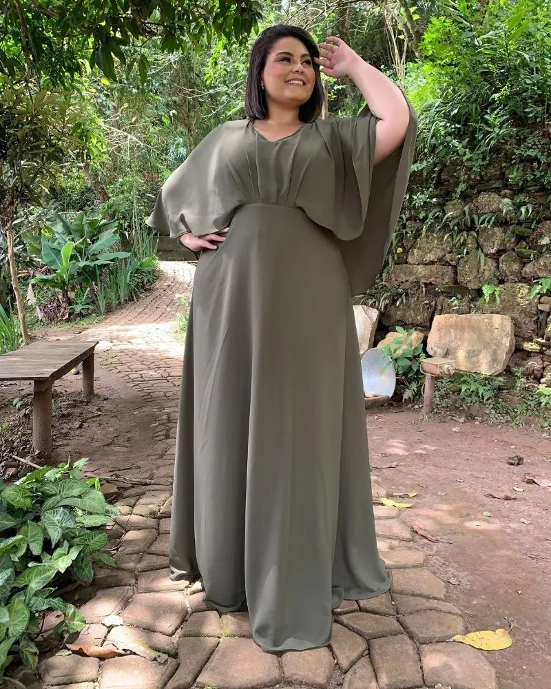 Vestido Madrinha de Casamento Verde Militar Luiza