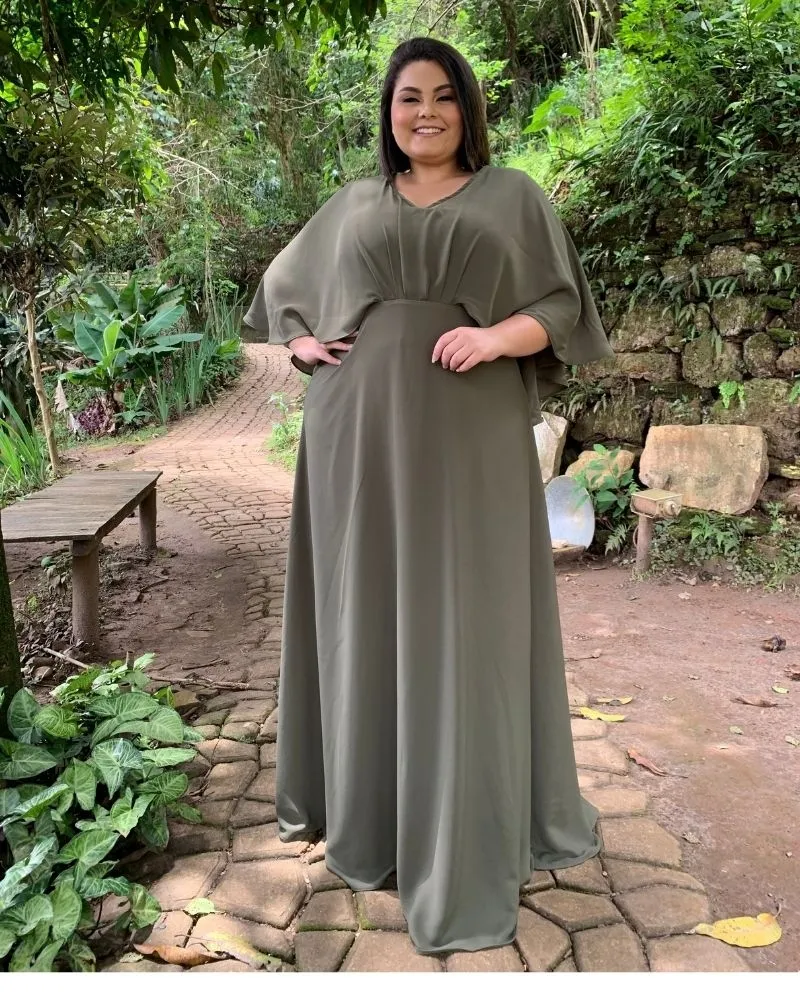 Vestido Madrinha de Casamento Verde Militar Luiza