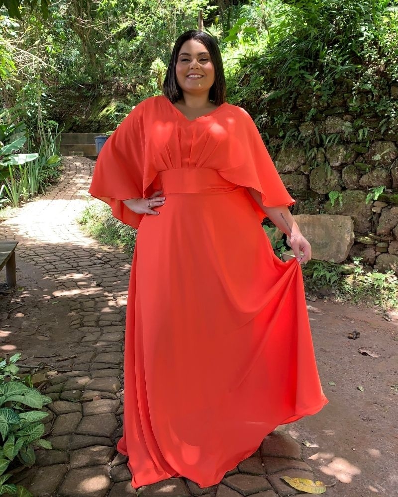 Vestido Madrinha de Casamento Laranja Luiza