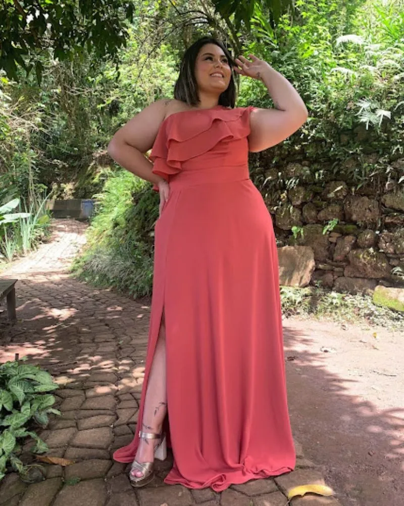 Vestido longo de Festa Madrinha de Casamento Rosa Envelhecido Helena
