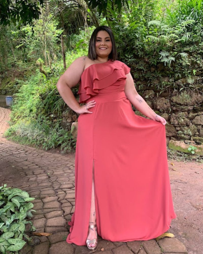 Vestido longo de Festa Madrinha de Casamento Rosa Envelhecido Helena