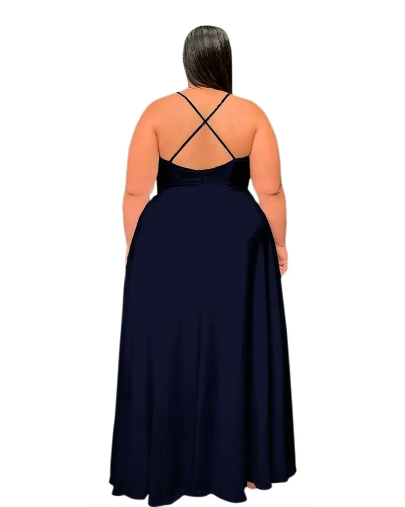 Vestido Longo de Festa Azul Marinho Perfect