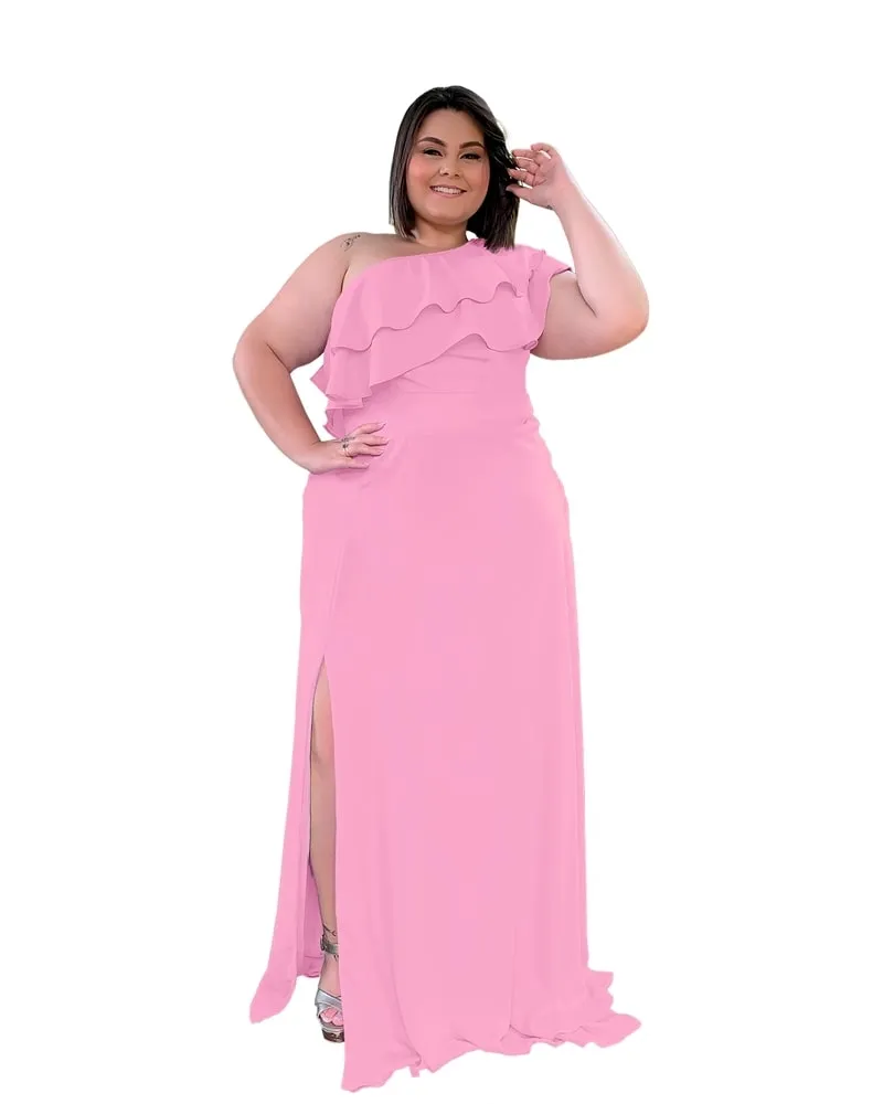 Vestido longo de Festa Madrinha de Casamento Rosa Chiclete Helena