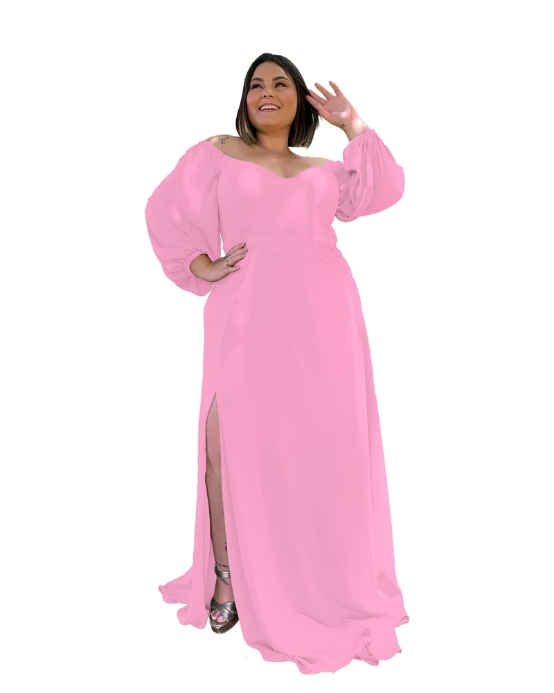 Vestido Madrinha de Casamento Rosa Chiclete Suave Lux