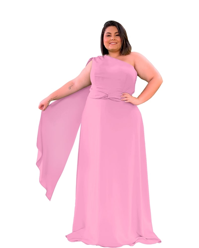 Vestido Madrinha de Casamento Rosa Chiclete Suave Wind