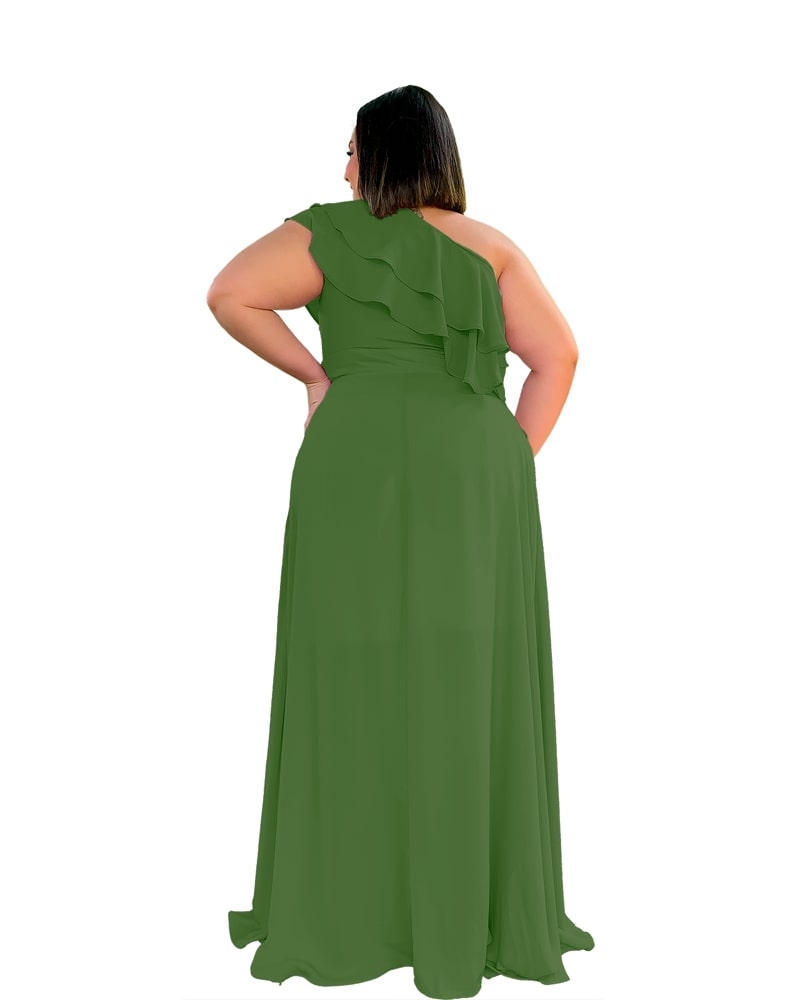 Vestido longo de Festa Madrinha de Casamento Verde Floresta Helena