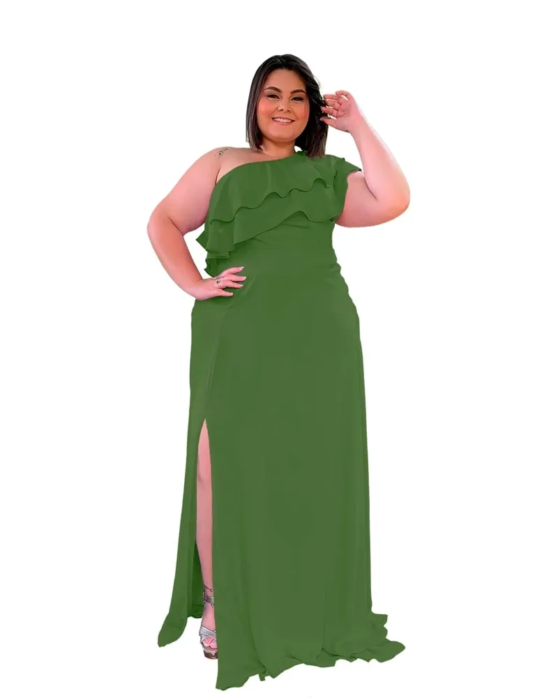 Vestido longo de Festa Madrinha de Casamento Verde Floresta Helena