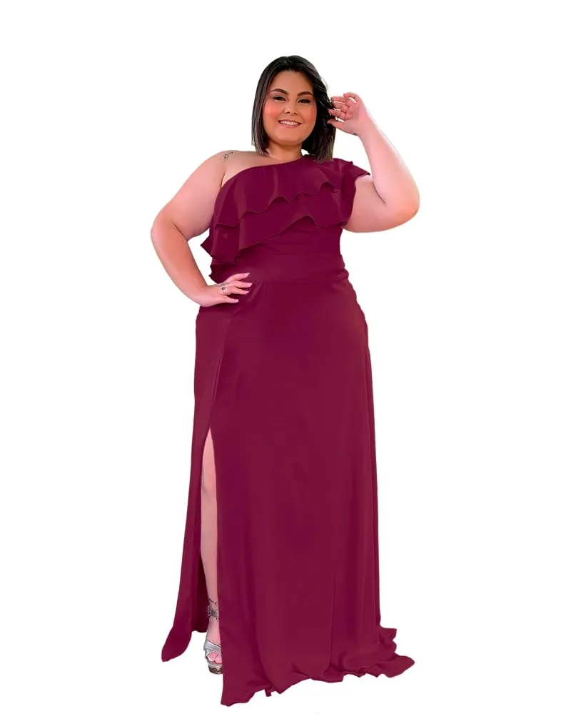 Vestido longo de Festa Madrinha de Casamento Marsala Helena