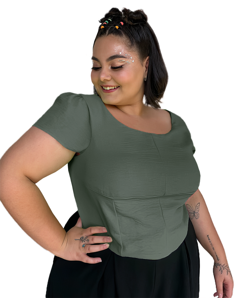 Cropped Ariana Verde militar