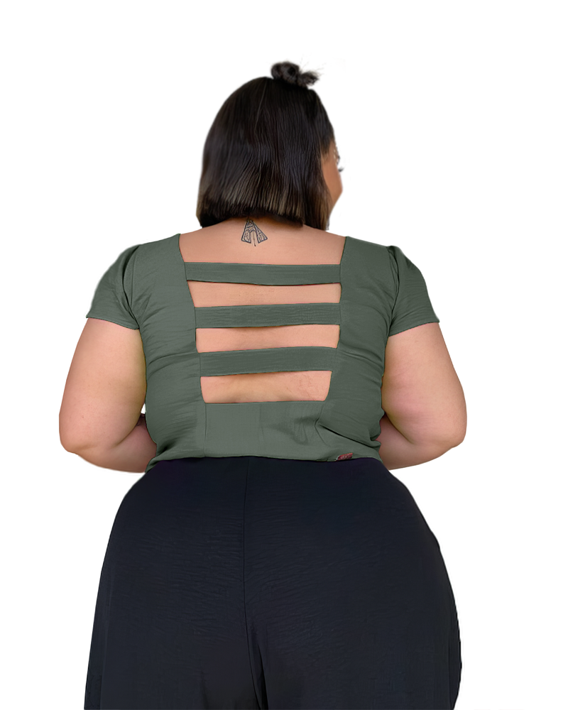 Cropped Ariana Verde militar