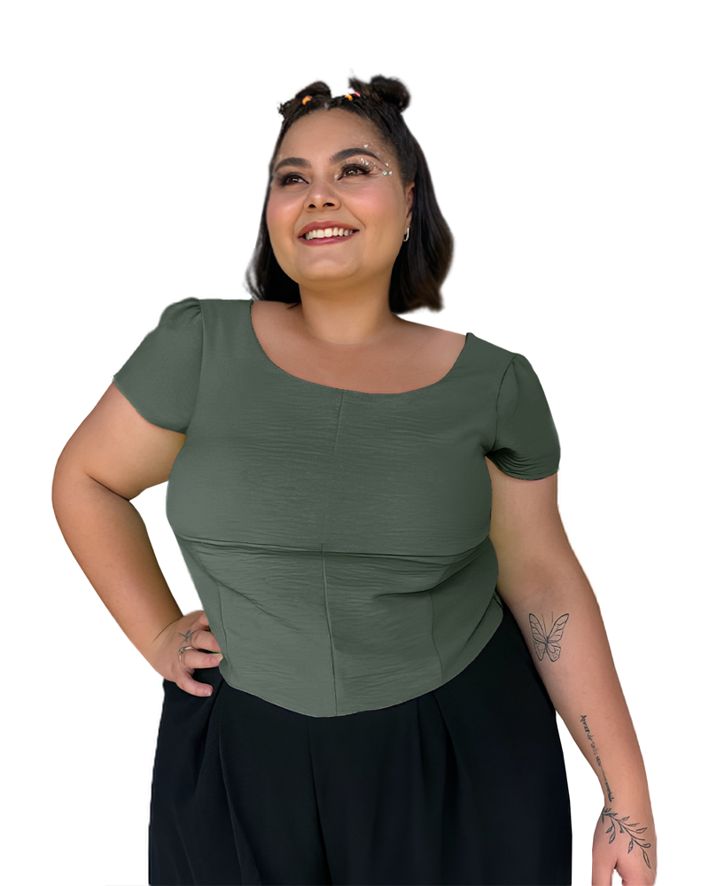 Cropped Ariana Verde militar