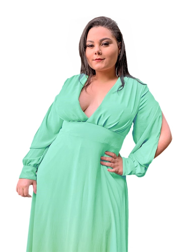 Vestido Longo de Festa Solange Verde Limão