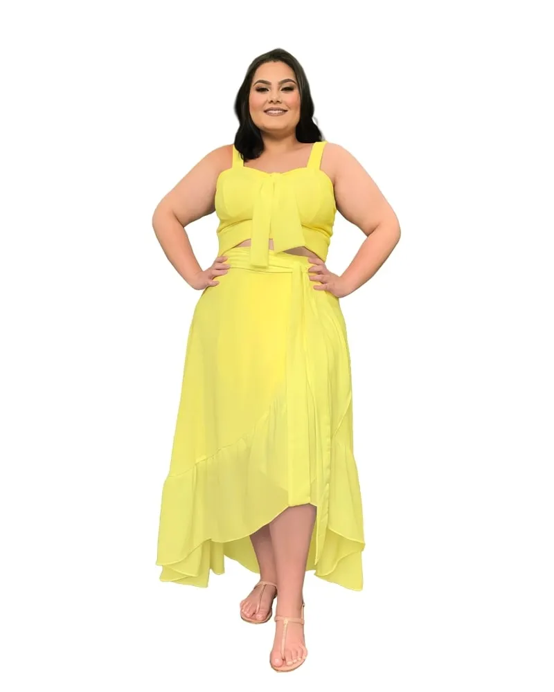 Conjunto Naninha Saia Envelope Amarelo