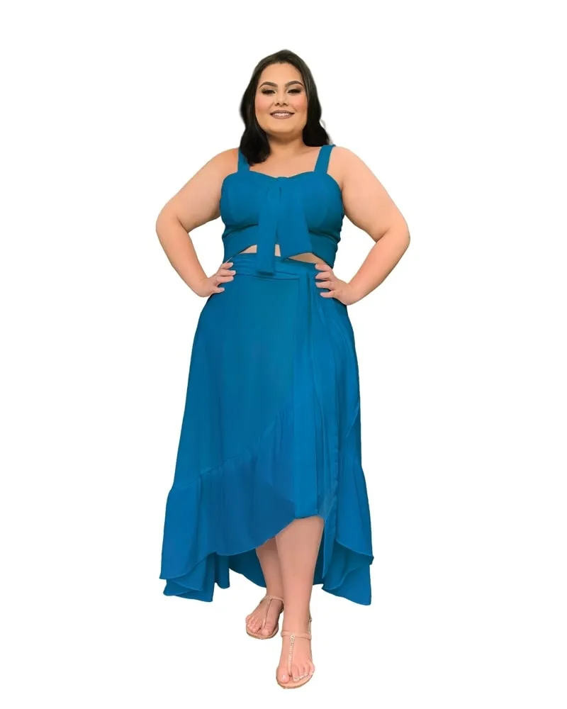 Conjunto Naninha Saia Envelope Azul Petróleo