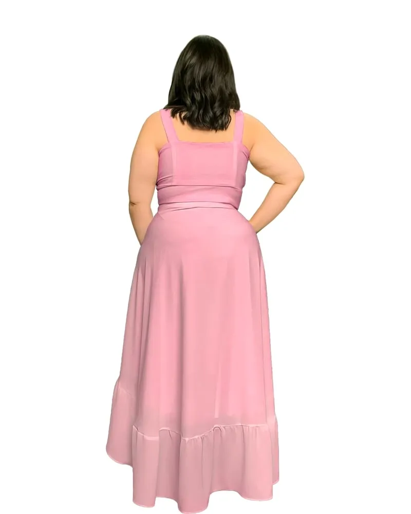 Conjunto Naninha Saia Envelope Rosa Bebê