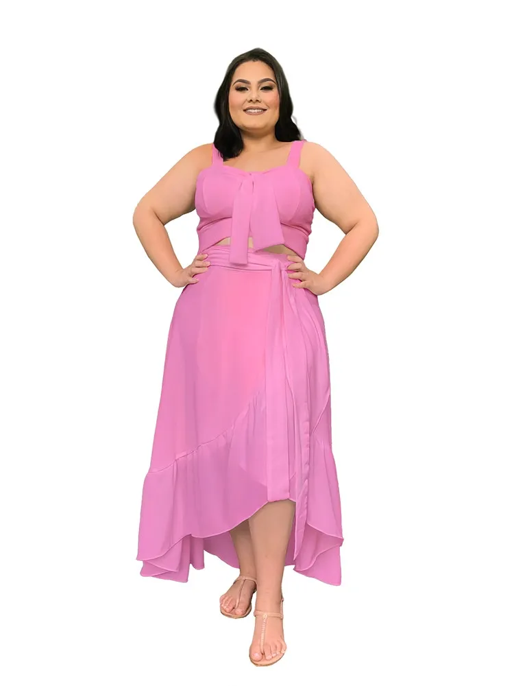 Conjunto Naninha Saia Envelope Rosa Chiclete