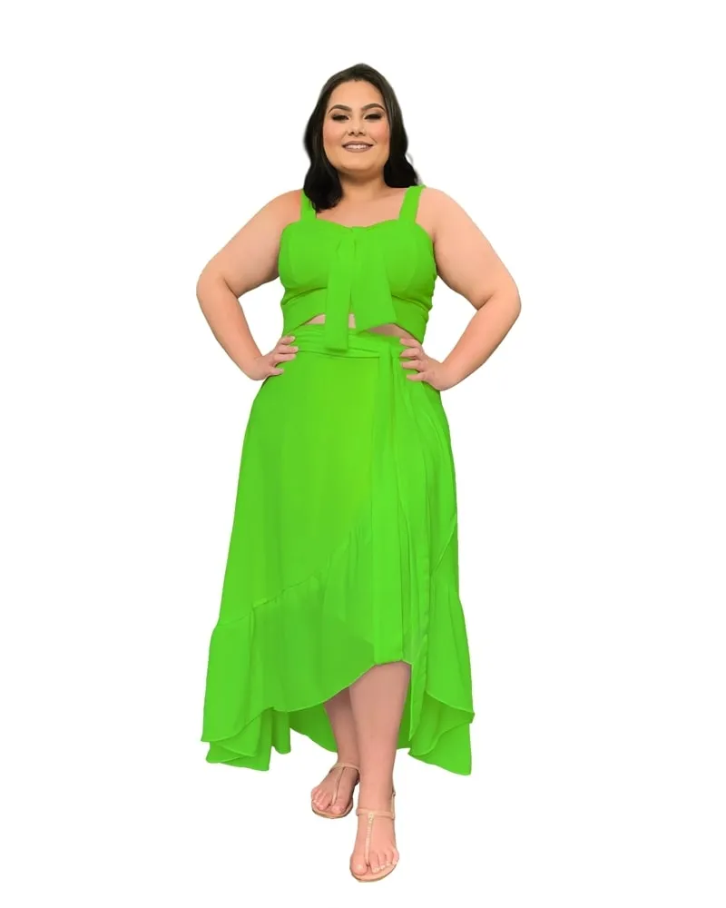 Conjunto Naninha Saia Envelope Verde Limão