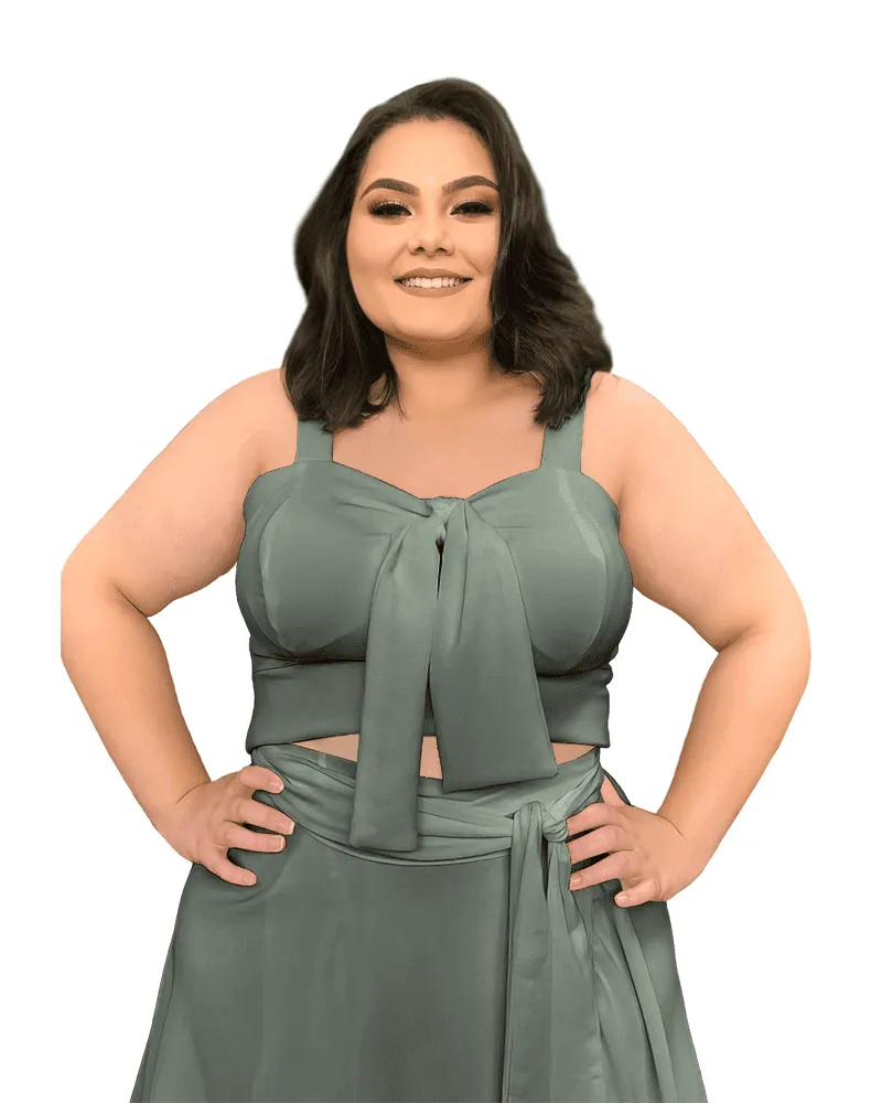 Conjunto Naninha Saia Envelope Verde Oliva