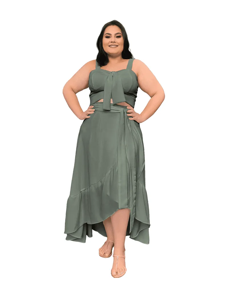 Conjunto Naninha Saia Envelope Verde Oliva