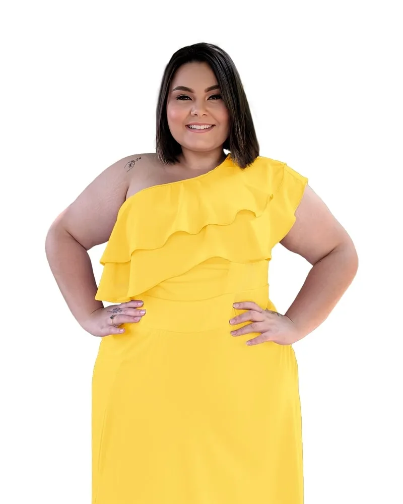Vestido longo de Festa Madrinha de Casamento Amarelo Helena