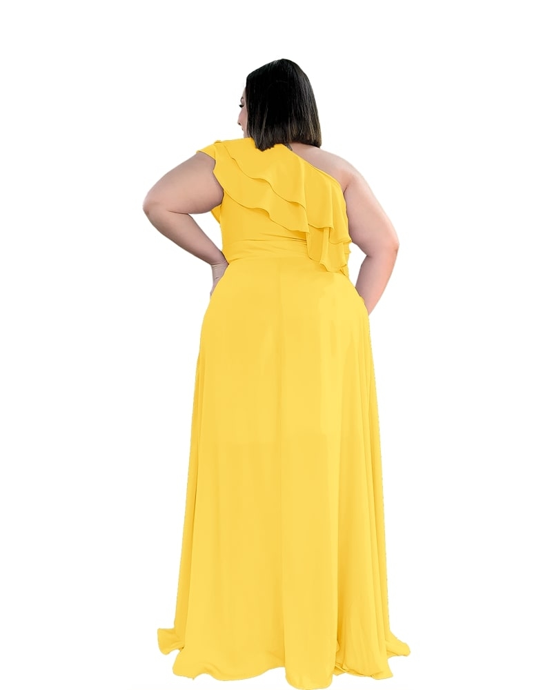 Vestido longo de Festa Madrinha de Casamento Amarelo Helena