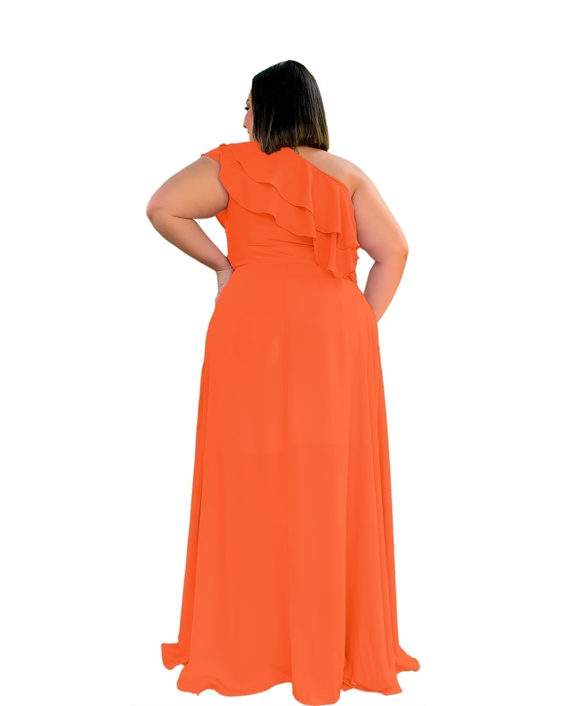 Vestido longo de Festa Madrinha de Casamento Laranja Helena