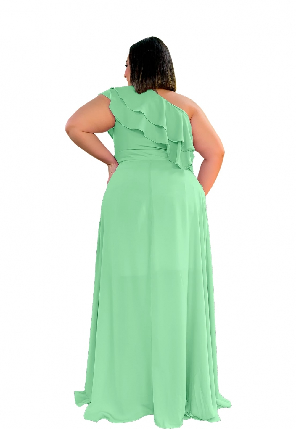 Vestido longo de Festa Madrinha de Casamento Verde Menta Helena