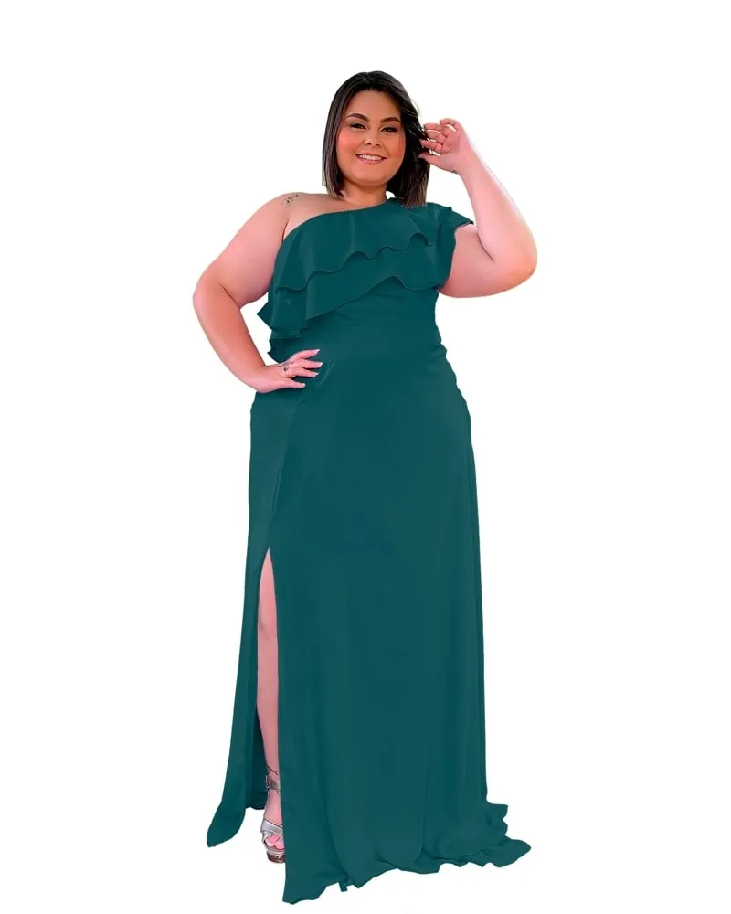 Vestido longo de Festa Madrinha de Casamento Verde Esmeralda Helena