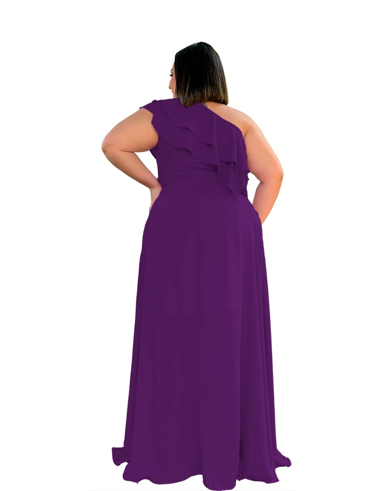 Vestido longo de Festa Madrinha de Casamento Roxo Profundo Helena