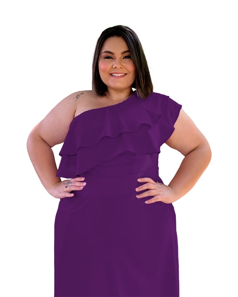 Vestido longo de Festa Madrinha de Casamento Roxo Profundo Helena