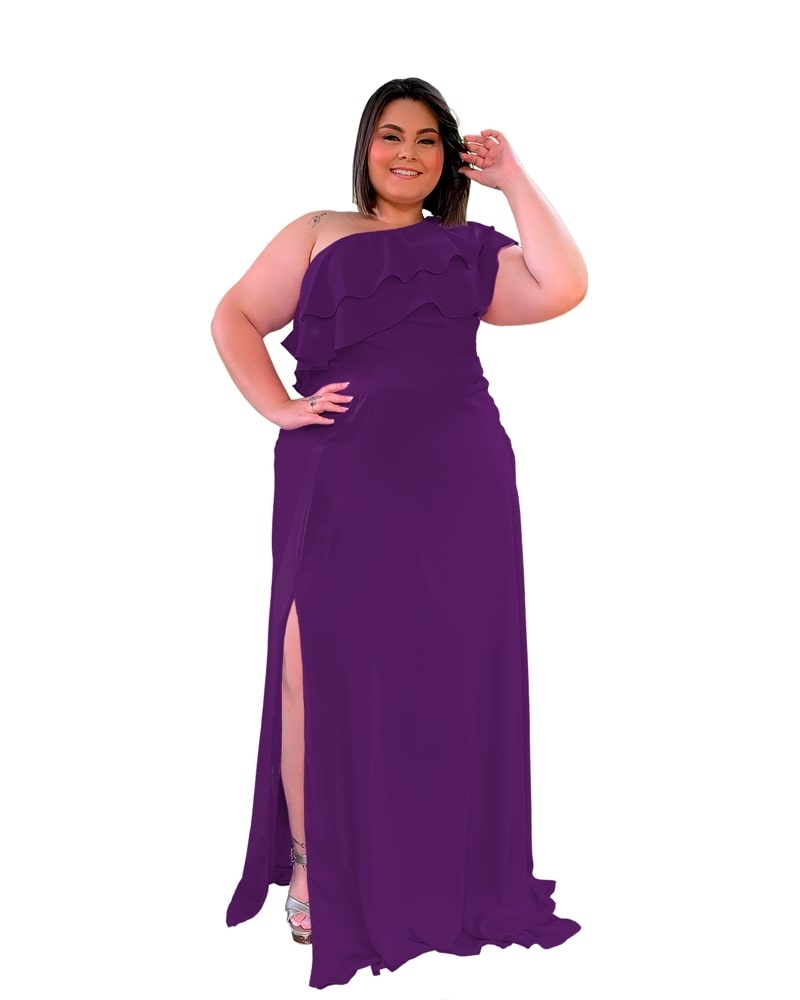 Vestido longo de Festa Madrinha de Casamento Roxo Profundo Helena